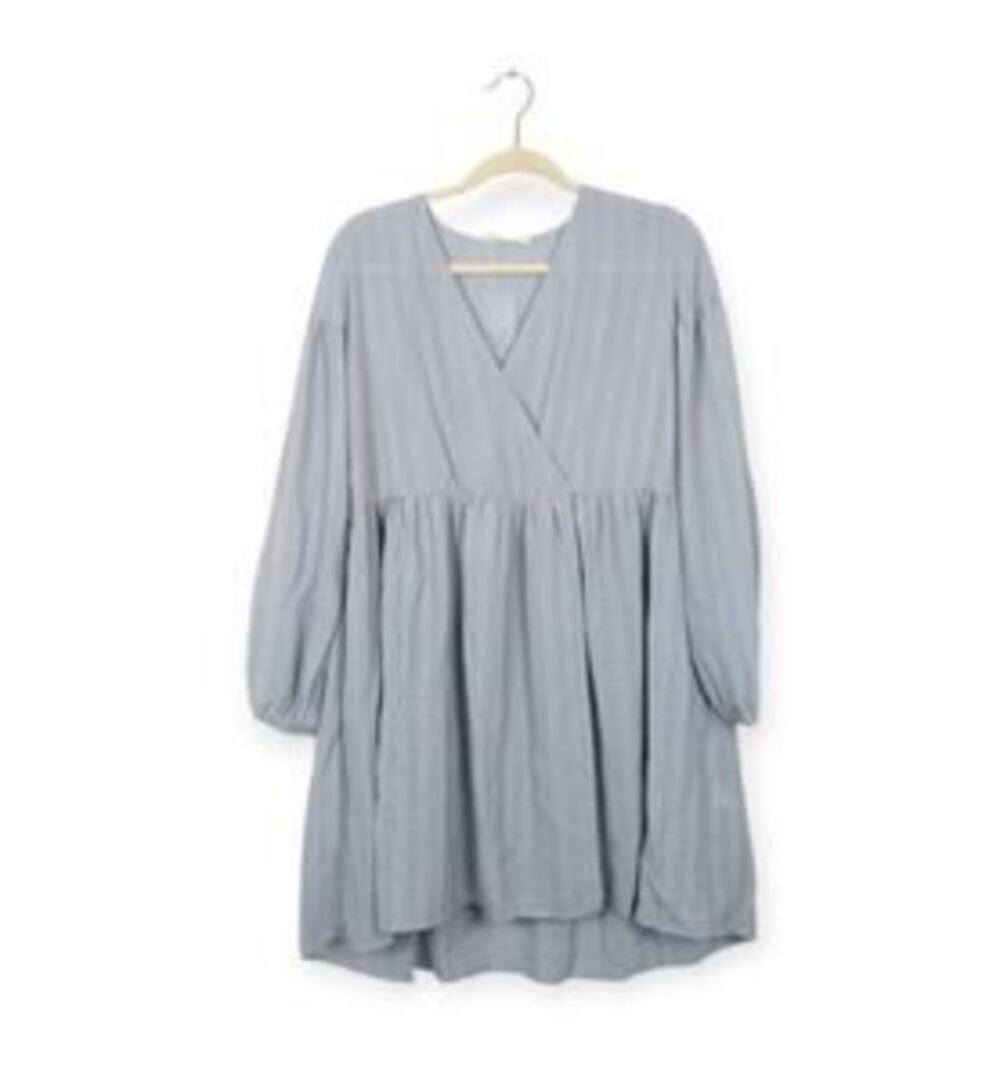 Samsøe Samsøe Jolie Wrap Mini Dress Women's XL Dusty Blue Balloon Sleeve NWT